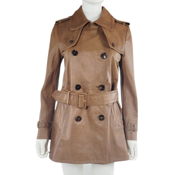 Gucci Brown Belted Leather Jacket - Picture 1 of 10